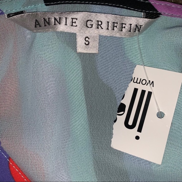 Annie Griffin Silk Wavy Stripe Taylor Tank Sz S - Picture 4 of 6